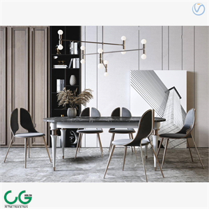 modern marble dining table chair 3d model
